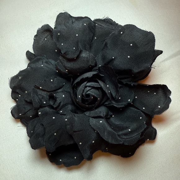 4 Silk Floral Pins Set - Black, Multicolor - Picture 3 of 7